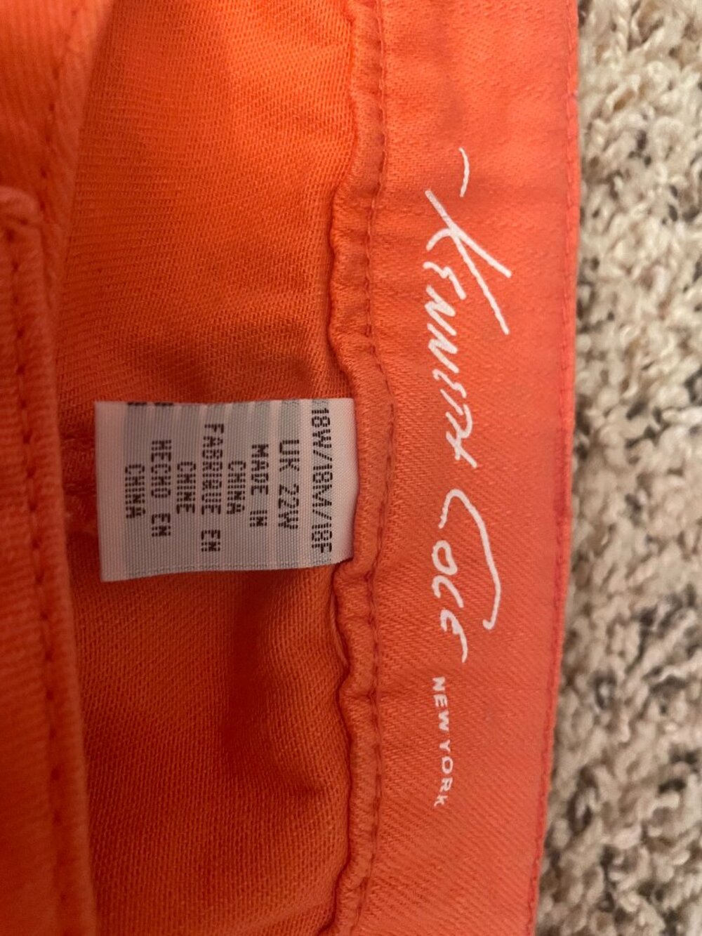Kenneth Cole Size 18W Ladies New York Orange Denim Jeans Mid Rise